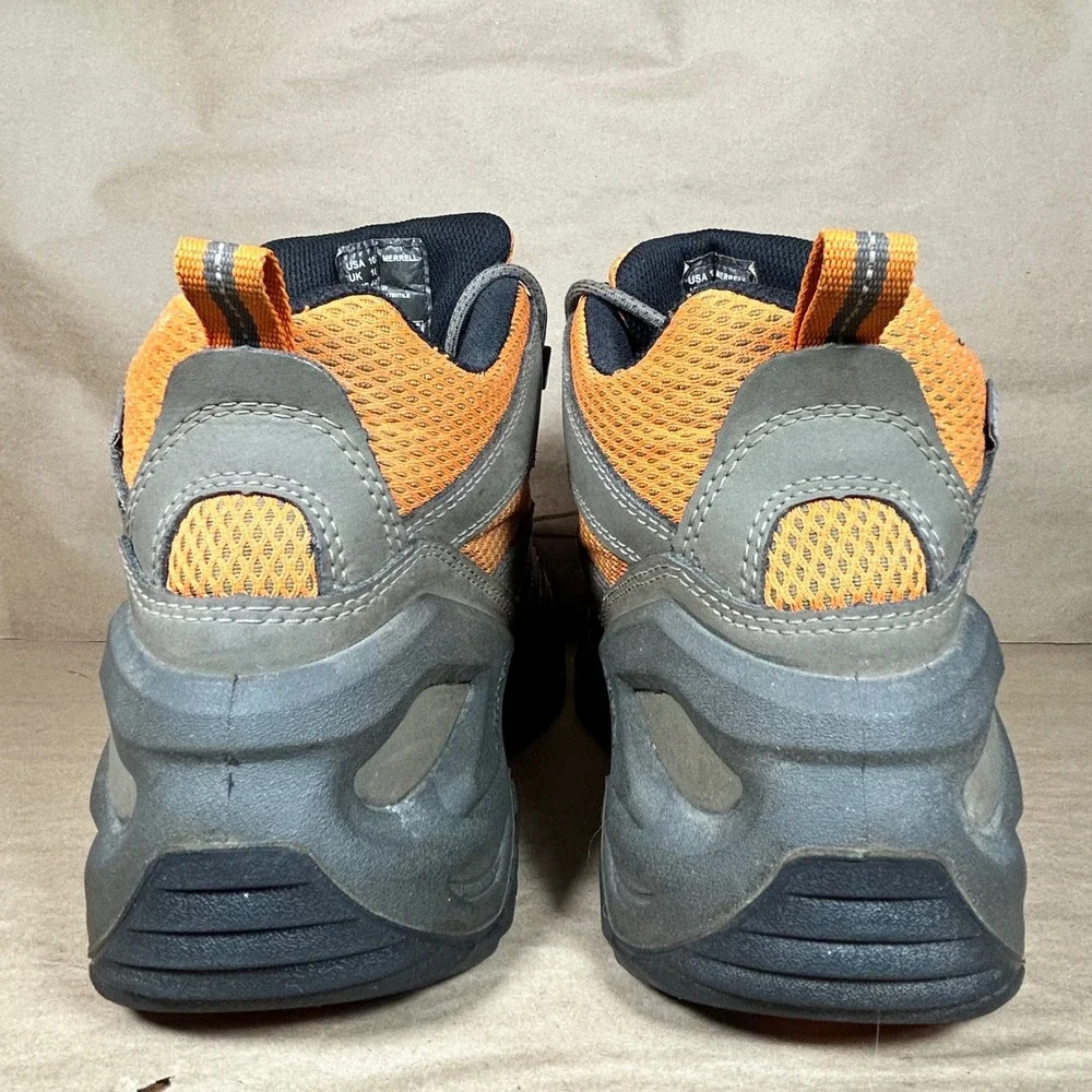 Merrell Moab 2 Mid Work Boots Mens 10.5 Grey Orange Solid Waterproof J35097